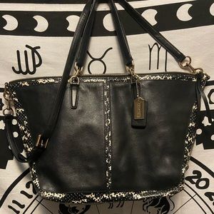 Coach Black/White Leather Gorgeous Shoulder Bag